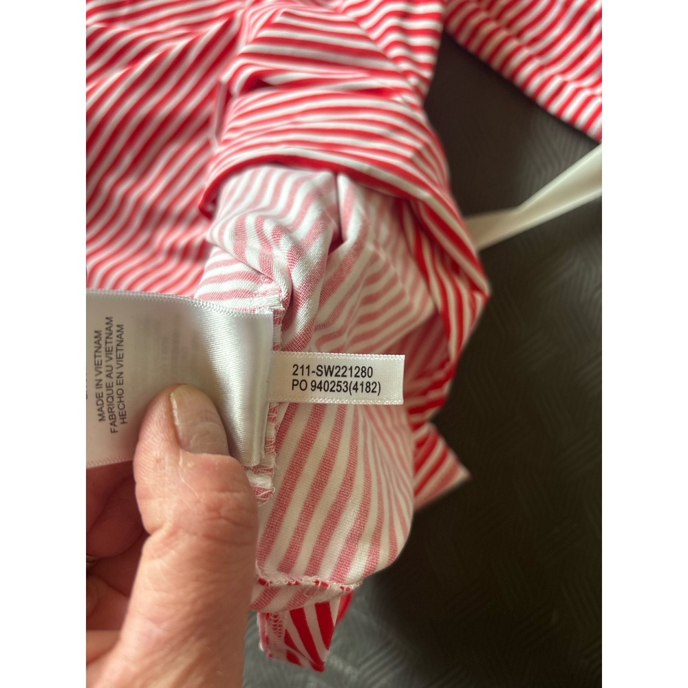 Tommy Bahama IslandZone Red White Striped Quarter Zip Polo Shirt Womens Medium - Picture 2 of 8